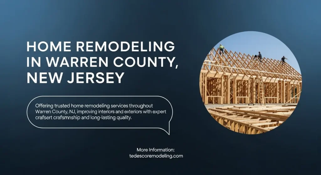 Home remodeling services in Warren County New Jersey showing house framing and construction site